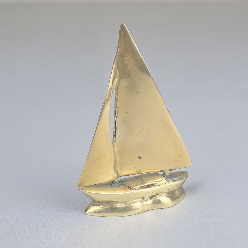 Vintage Penco Brass Sailboat Sculpture MCM Nautical Desk Decor Taiwan 4"